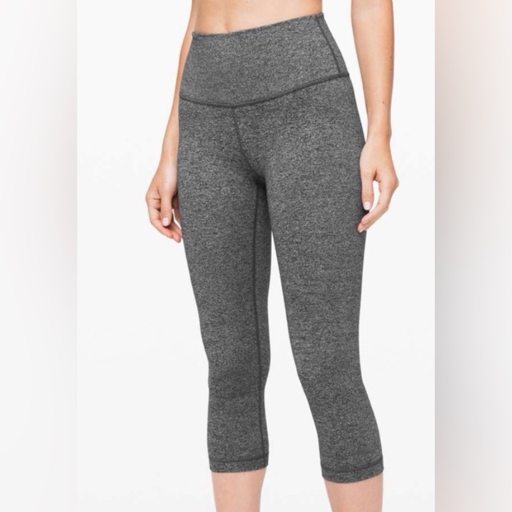 Lululemon Wunder Under Heathered Black Hi-Rise Crop Legging Size 6